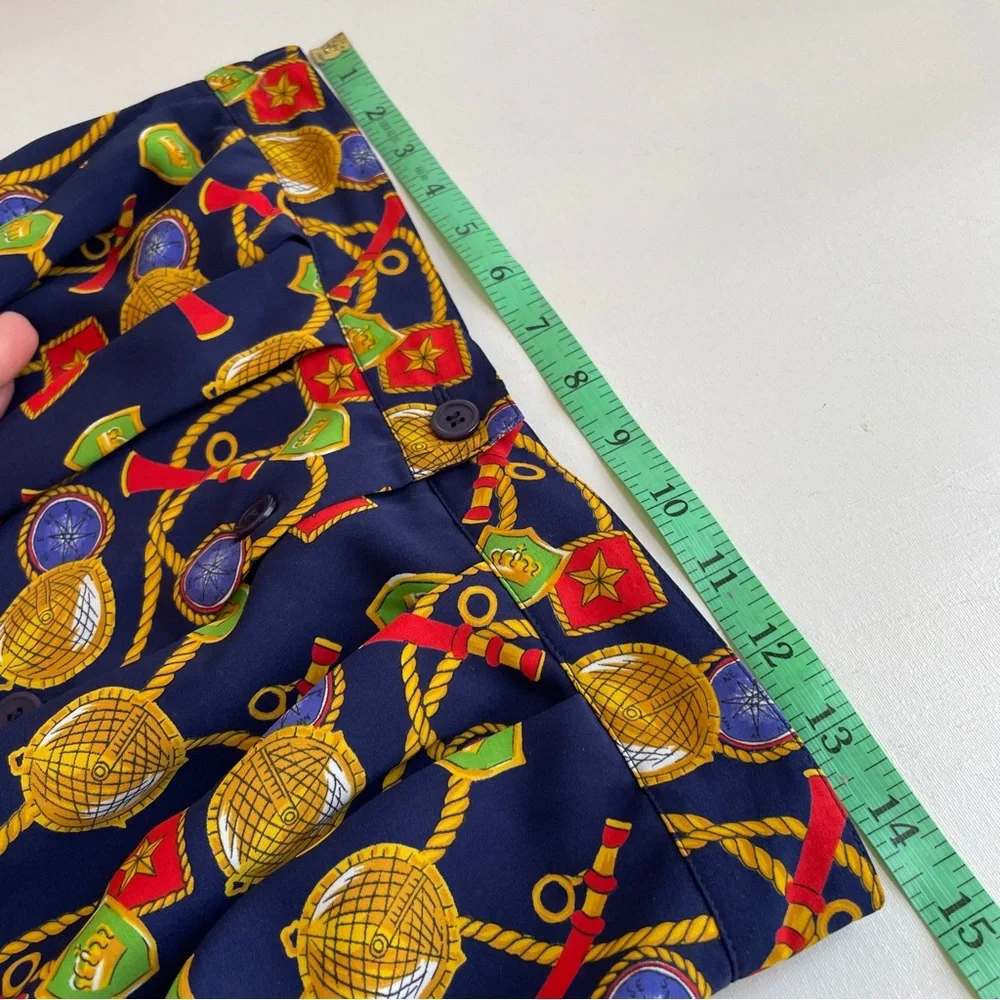 Vintage 90s Chaus Petites Skirt 12P Nautical Scarf Print Preppy Old Money Midi